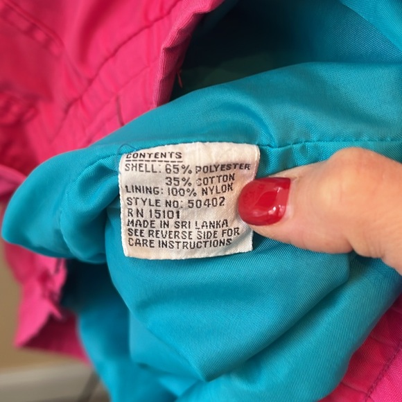 Vintage color block jacket pink blue white piping snap closure small - Picture 15 of 16